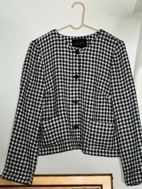 Banana Republic Houndstooth Collarless Blazer 14